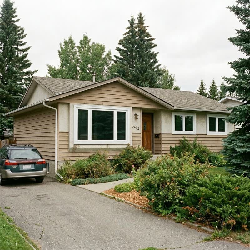 Bungalow wearing its crisp new white-frame windows