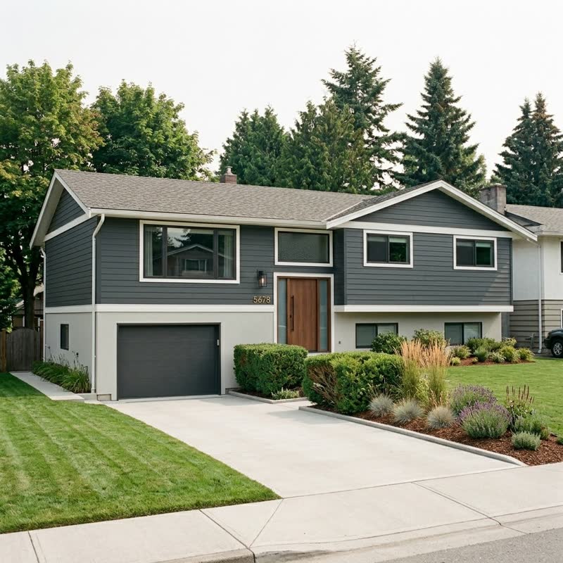 After the glow-up: the same split-level, refreshed top to bottom