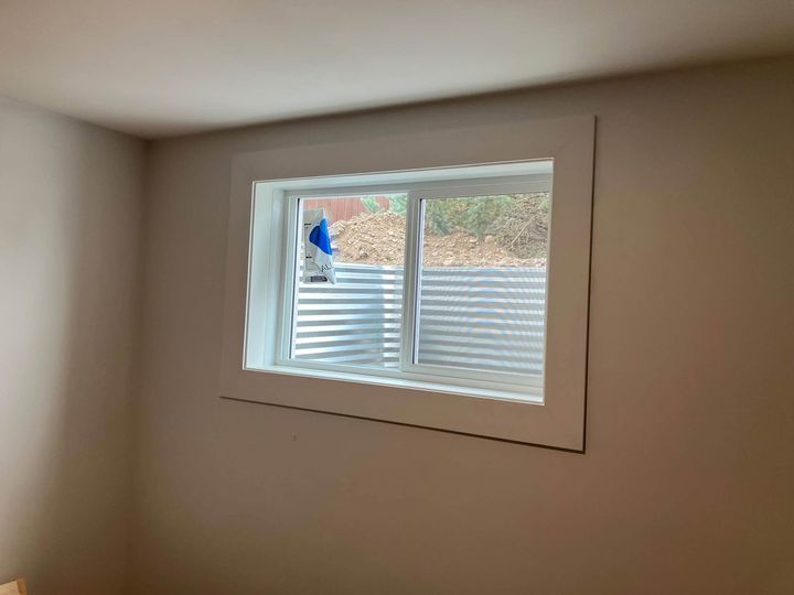 Finished egress window with blinds, inside