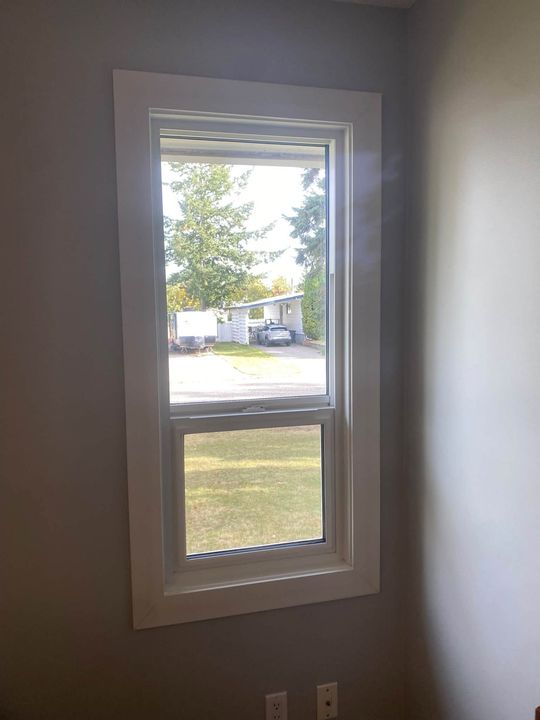 New single-hung window seen from inside