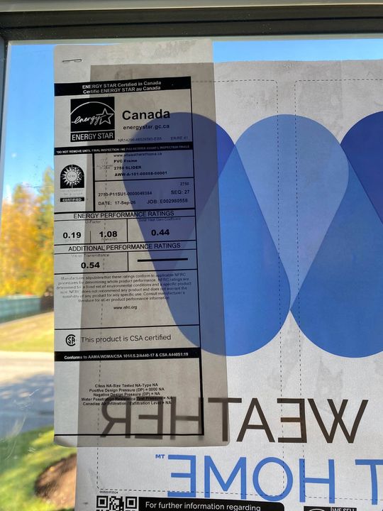 ENERGY STAR label on a new All Weather at Home triple-pane window