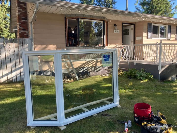 New All Weather at Home bay window staged on the front lawn