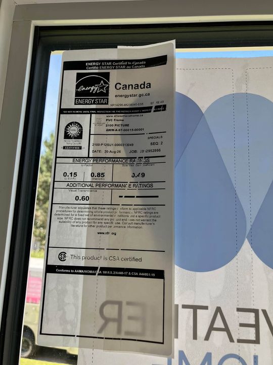 ENERGY STAR label on the new bay window